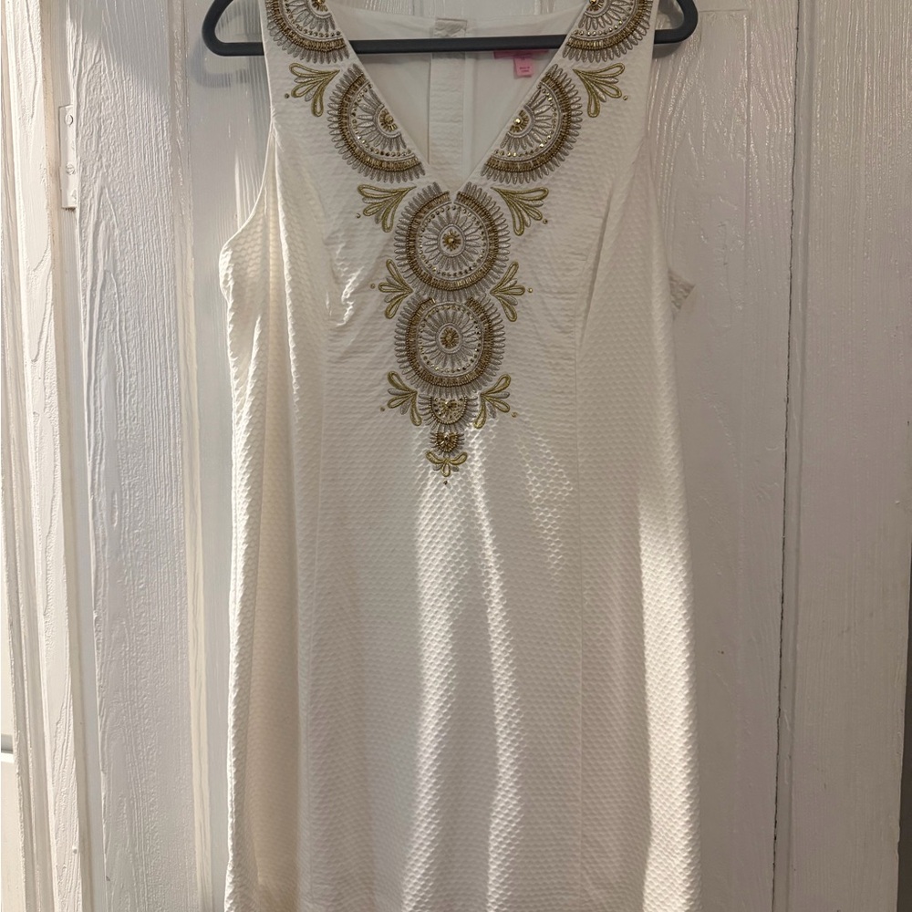 Lilly Pulitzer White Dress with Gold Detailing